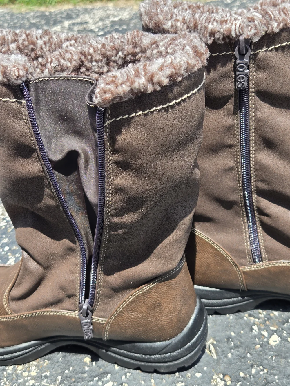 Totes Rustic Brown Faux Fur Lined Winter Boots Women's Size 9M